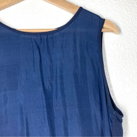 Michael Stars Silk Dress Sandwashed Sleeveless Muscle Tank Navy OS Fits All - Picture 8 of 16
